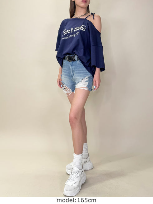 ロゴワンショルカットソートップ